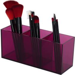 Dseap Makeup Brush Holder Organizer Acrylic, 3 Compartments, Purple