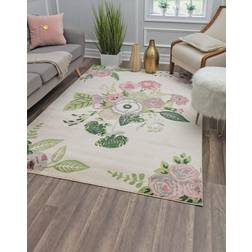 Rugs America Hanna VA40A Rose Garden Cream Beige, White, Pink