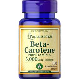 Puritan's Pride Beta-Carotene 10,000 IU Softgels, 100 Count