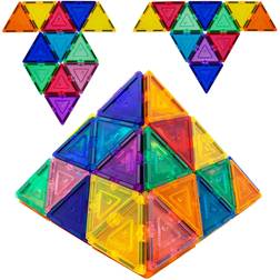 PicassoTiles Toy Block Sets Small Triangle 12-Piece 3-D Magnetic Building Block Expansion Pack