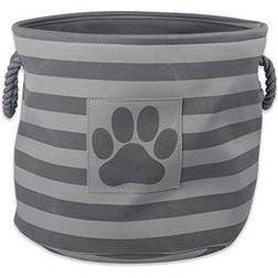 Design Imports CAMZ37205 12 Polyester Pet Round Storage Bin Stripe With Paw Patch Grey