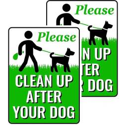 Clean Up After Your Dog 12 Yard Sign with Metal Wire H-Stakes Included to Mount Weather Long Lasting