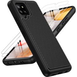 for Samsung Galaxy A42 5G Case: Dual Layer Protective Heavy Duty Cell Phone Cover Shockproof Rugged with Non Slip Textured Back Military Protection Bumper Tough 6.6inch (Matte Black)