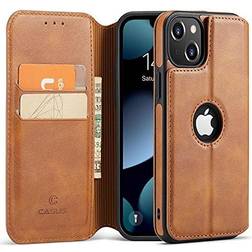 Casus Logo View Classic Wallet Leather Card Holder Cover Case for iPhone 13 Brown