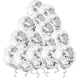 Silver Confetti Balloons 24 Pieces, 12 Inch Clear Latex Balloon with Confetti Inside for Graduation Decorations Engagement Bridal Shower Party Baby Shower Birthday Party Decoration Supplies