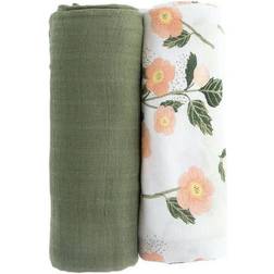 Red Rovr Organic Cotton Muslin Swaddle Blanket Blushing Bloom 2pk