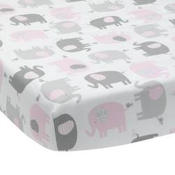 Lambs & Ivy Gray Pink Cotton Blend Fitted Sheets Crib Bed