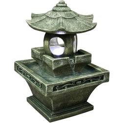 25.25" Pagoda Lantern Water Fountain with Lights