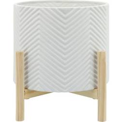 Sagebrook Home 12 Ceramic Chevron Planter with Stand