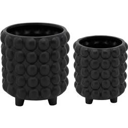 Sagebrook Home Set of 2 6/8 Bubble Planters Matte Black