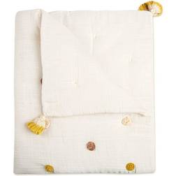 Crane Baby Cotton Muslin Pom Pom Blanket Kendi White