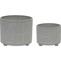 Sagebrook Home Set of 2 Ceramic Diamond Footed Planter 10/12