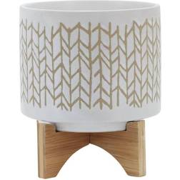 Sagebrook Home 8" Chevron Planter with Wood Stand