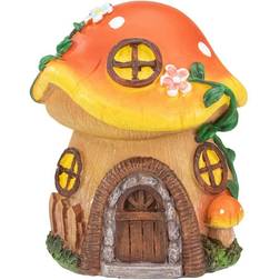 Northlight 6.25 in. Orange Mushroom House Garden Statue