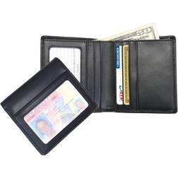 Royce Leather Double ID Bifold Wallet, Black