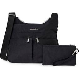 Baggallini Crossover Crossbody väska lätt, vattentålig resväska, Svart/sand, en storlek