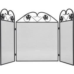 vidaXL 3 Panel Fireplace Screen Iron Black