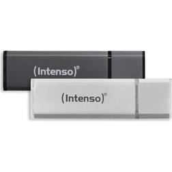 Intenso Aluminiumlinje 2 x 32 GB USB-minne USB 2.0, silver och antracit (dubbelpack)