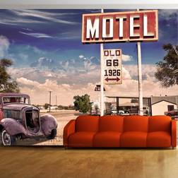 Artgeist Retro fototapet med vintage amerikansk motel skilt ved route 66 (flere størrelser) 350x245