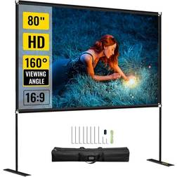 VEVOR écran de Projection avec Support, Diagonale 80po 203cm écran de Projecteur, HD 16:9 180x114cm Toile de Projection écran pour Vidéoprojecteur