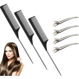 Boao 3 Packs Carbon Tail Comb Fiber Teasing Combs Rat