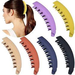 SOL 6 Pieces Large Banana Clips Big Banana Hair Clips for Thick hair,Non-slip Ponytail