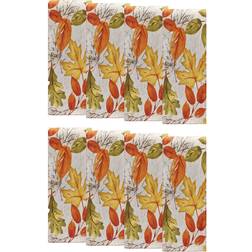 Elrene Home Fashions Autumn Leaves Printed Fall Cloth Napkin Beige