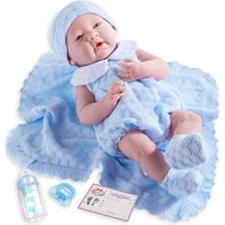 JC Toys La Newborn 15" Real Boy Baby Doll Blue Knit Outfit