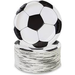 Blue Panda Disposable Plates Soccer Birthday Party Paper Plates 80-pack