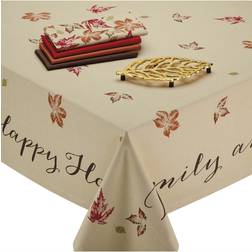 DII 84" Rustic Leaves Print Tablecloth Natural, Multicolor