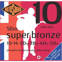 Rotosound Contact Core Phosphor Bronze Extra Light Gauge Acoustic Guitar Strings (10 14 20 28 40 50)