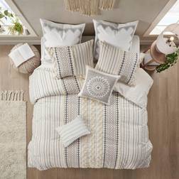 Ink+ivy Imani Duvet Cover White, Gray (233.7x223.5cm)