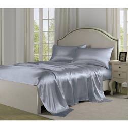 280 Thread Count Satin Charmeuse Bed Sheet Silver