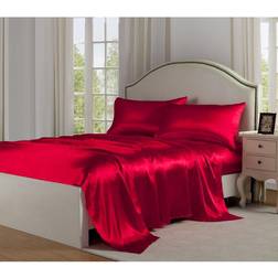 280 Count Satin Charmeuse Bed Sheet Red