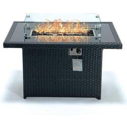 Leisuremod Mace 44 Black Modern Wicker 55,000 BTU Propane