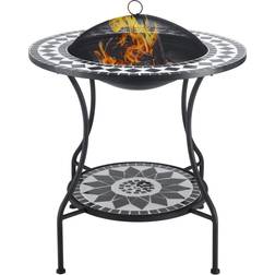 OutSunny 30 Fire Pit, Round Wood Burning Firepit, Garden