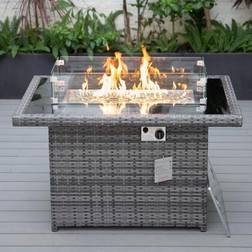 Leisuremod Mace 44 Gray Modern Wicker 55,000 BTU Propane