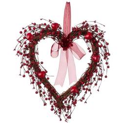 GlitzHome Valentine's Berry Heart Decoration 17"