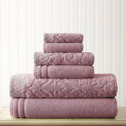 Modern Threads Jacquard Border Bath Towel Purple