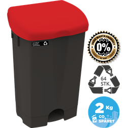 Nordisk Microfiber NRW Sort Affaldsspand pedal 50 L, Rødt låg - 1 stk