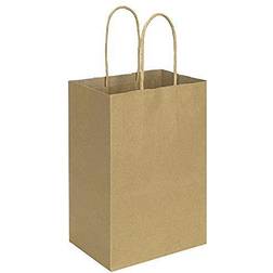 50 Pack 5.25x3.25x8 inch Plain Brown Small Gift Paper Bags with Handles Bulk, bagmad Kraft Paper Bags, Party Favors Grocery Retail Shopping Bags, Craft Bags Cub Sacks (Natural 50pcs)