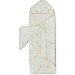 Loulou Lollipop 2-Piece Bunny Meadow Hooded Towel And Washcloth Set Peach/white Peach 2