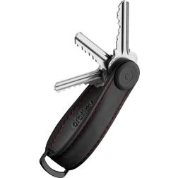 orbitkey 2.0 Leather Key Holder - Obsidian Black/Red