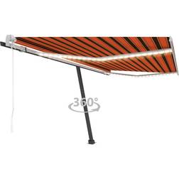 vidaXL Automatisk markis med vindsensor & orange/brun