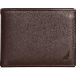 Nautica Leather Bifold Passcase Wallet - Brown Stone