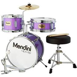 Mendini by Cecilio 13 Inch 3-Piece Kids Junior Drum Set with Adjustable Throne Cymbal Pedal & Drumsticks Metallic Purple MJDS-1-PL