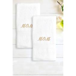 100% Cotton "Mom" 2-Pc. Hand Set Bath Towel Gold, White (76.2x)