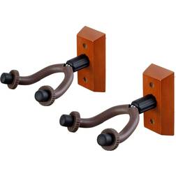 Monoprice Stage Right Wood Wall Mount Hook Guitar Hanger 2-pack for Electric, Acoustic, or Bass Guitars