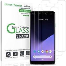 amFilm Screen Protector for Pixel 3 XL (2018) Case Friendly Tempered Glass Film for Google Pixel 3XL (3 Pack)