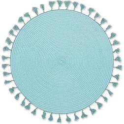 Design Imports Aqua Tassel Fringe Place Mat Blue